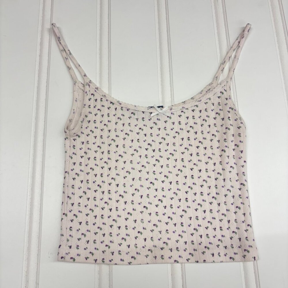 Brandy Melville Floral Print Ribbed Tank Top OS